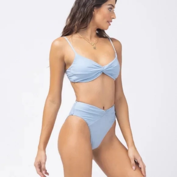 L*Space Ringo Nancy Lee Bikini Set Shimmer Sky Blue - Picture 3 of 9